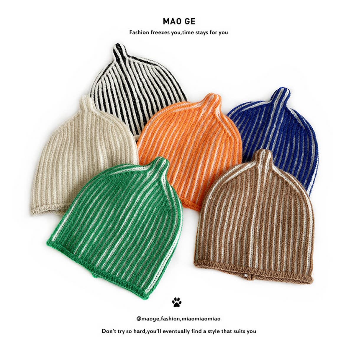 2 6 YEARS OLD CONTRAST COLOR CUTE KNITTED HAT_CWAH2065