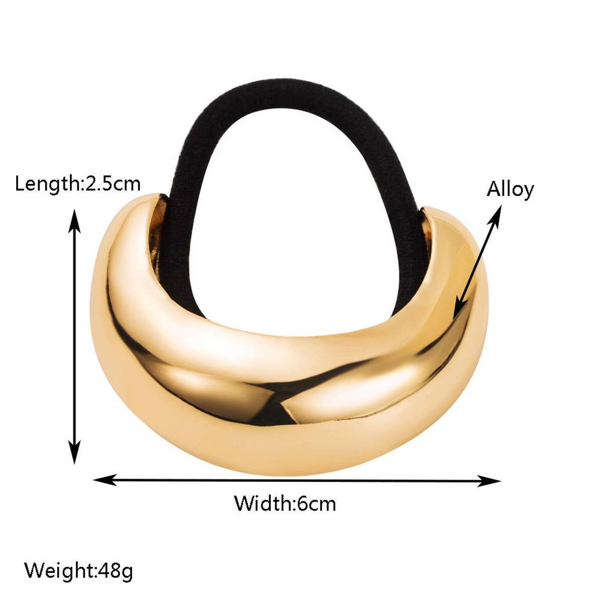 GLOSSY GEOMETRIC METAL HIGH PONYTAIL HAIR TIE_CWAHA6205