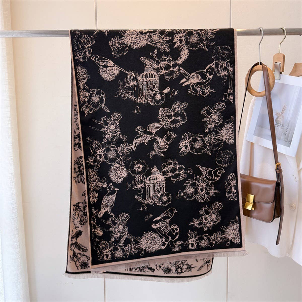 French Vintage Soft Warm Faux Cashmere Scarf_Cwasc03451