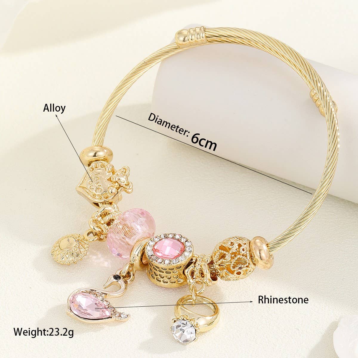 Trendy Stainless Steel Bracelet With Heart Charm_Cwmm8480