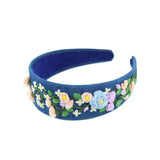 HANDCRAFTED INDIGO DYE HEADBAND VINE EMBROIDERY_CWMM6108