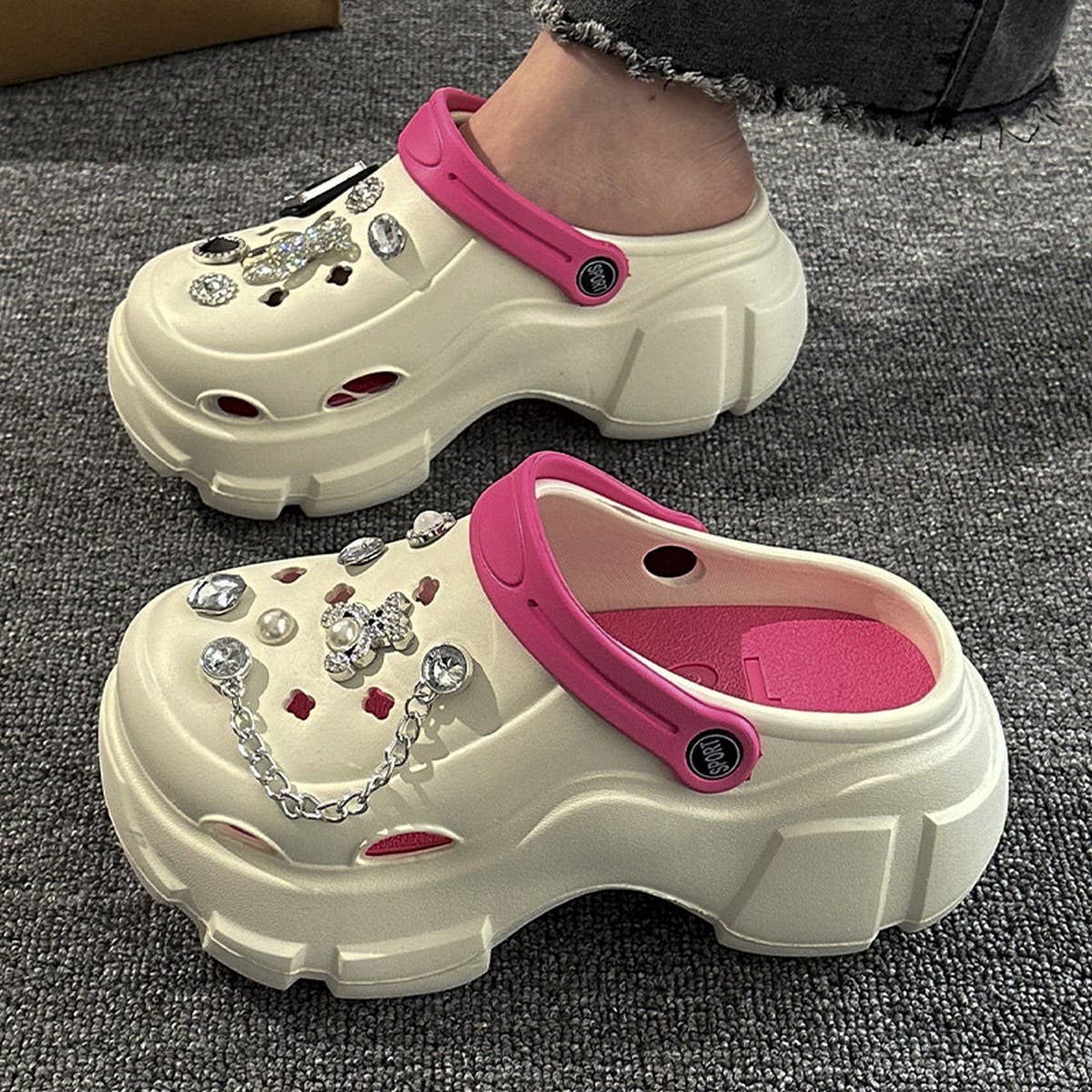 FASHION DIAMOND BEAR NEW HOLE SHOES SANDALS_CWSHS0814