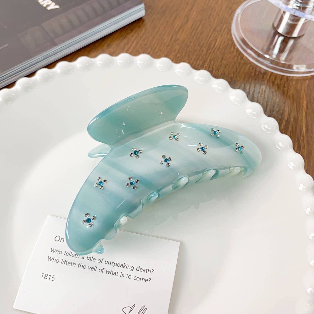 SKY BLUE HAIR CLAW LUXE LARGE RHINESTONE CLIP_CWAHA1595