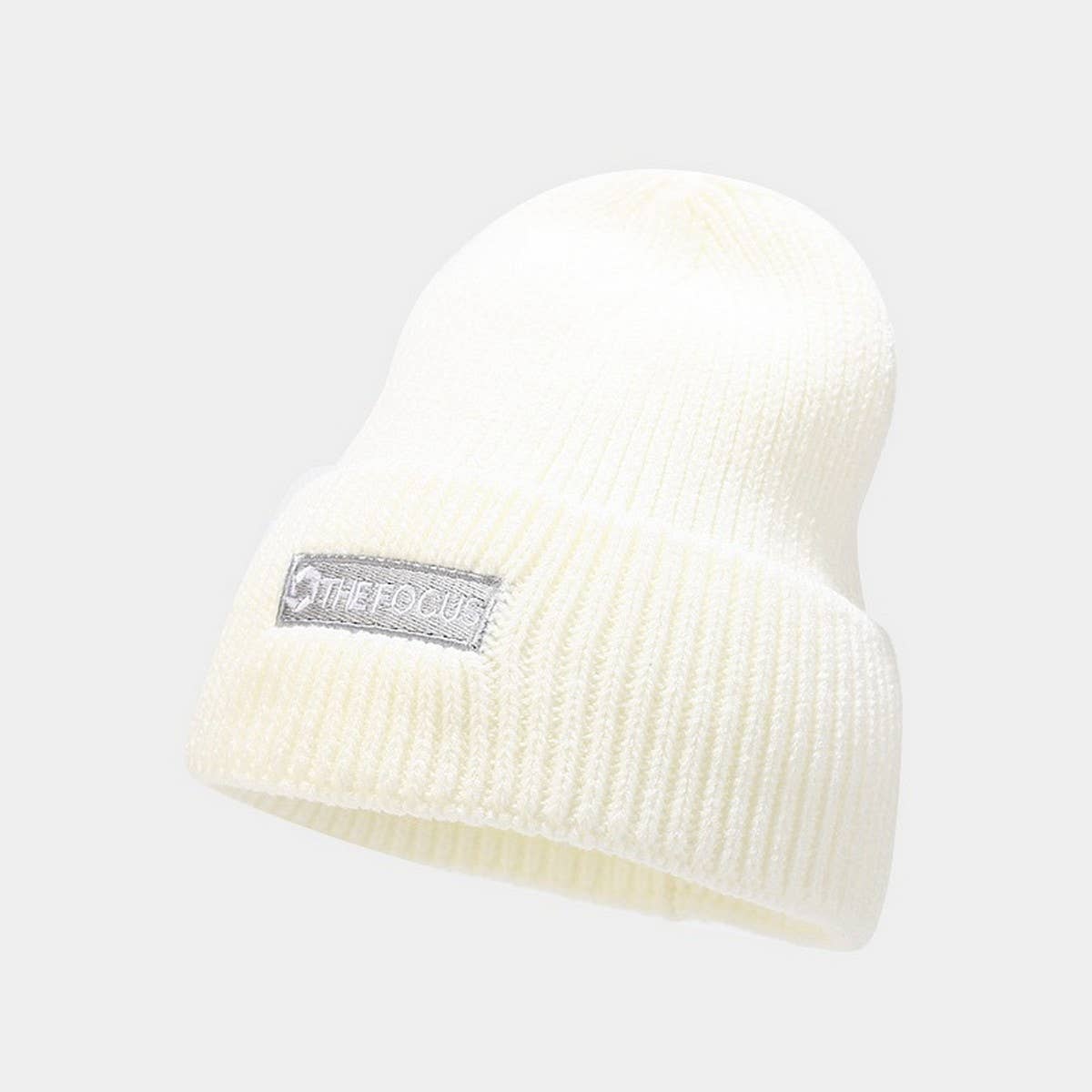 LETTER THICKENED EMBROIDERED BEANIE KNITTED HAT_CWAH2073