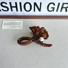 GINKGO LEAF PEARL ACETATE HAIR CLAW CLIP FOR WOMEN_CWAHA5785