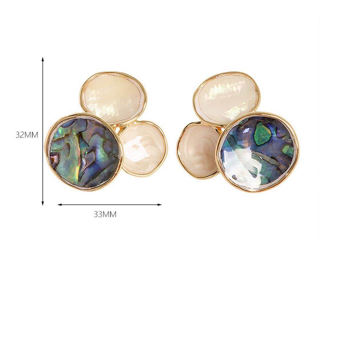 DESIGN OIL DRIPPED ABALONE SILVER NEEDLE EARRINGS_CWMM4335