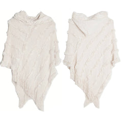 HOODED CAPE WITH FRINGED HEM SCARVES_CWASC0118