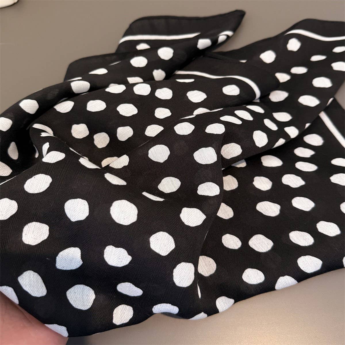 Geometric Polka Dot Herringbone Silk Scarf_Cwasc03313