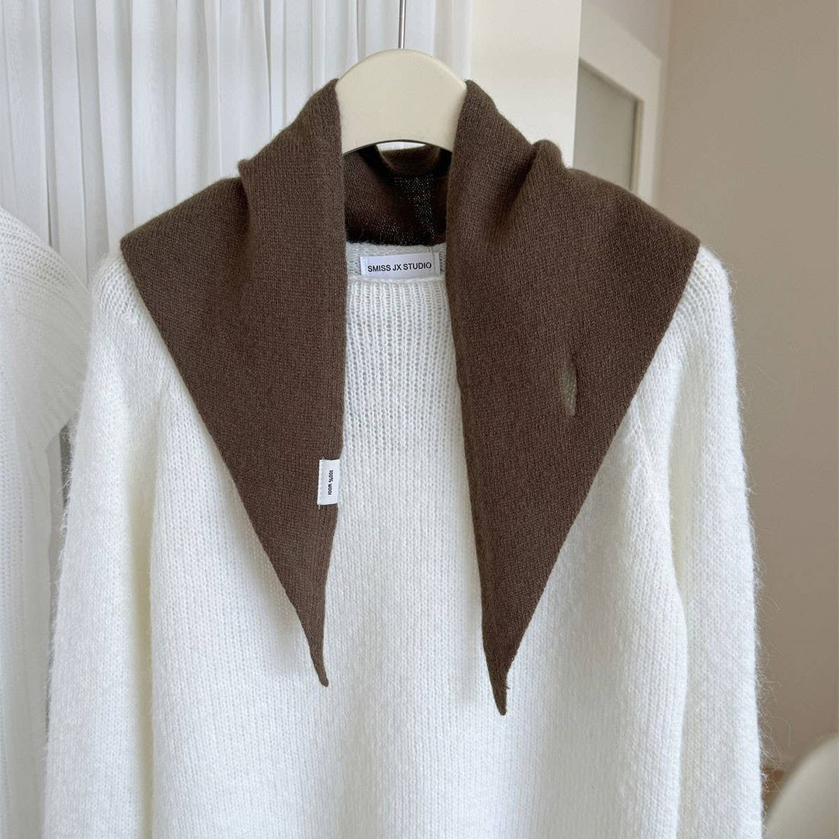 Pure Wool Knit Triangle Scarf Multi-Use_Cwov00279