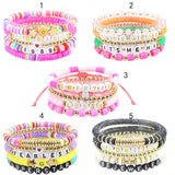 5PCS SMILING FACE LETTER BEAD BRACELET SET_CWMM0537
