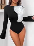 Three-Dimensional Floral Long-Sleeved Jumpsuit