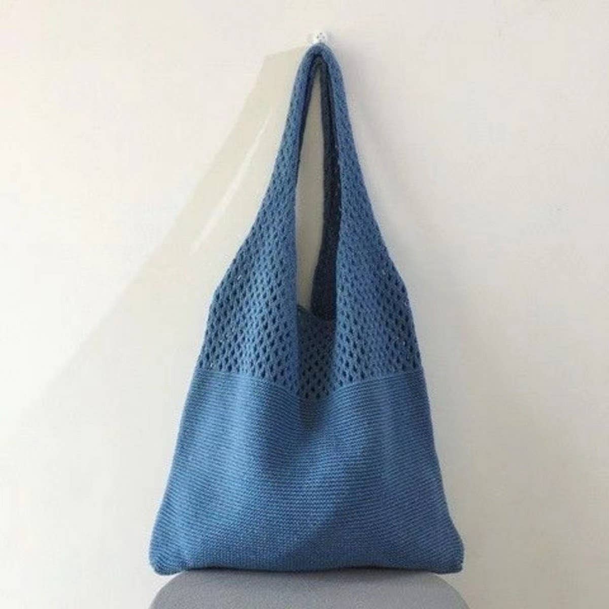 Cwab4568_Hollow Knit Large Capacity Shoulder Tote Bag