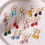 TEARDROP BIRTHSTONE EARRINGS GOLD STAINLESS_CWAJE5032