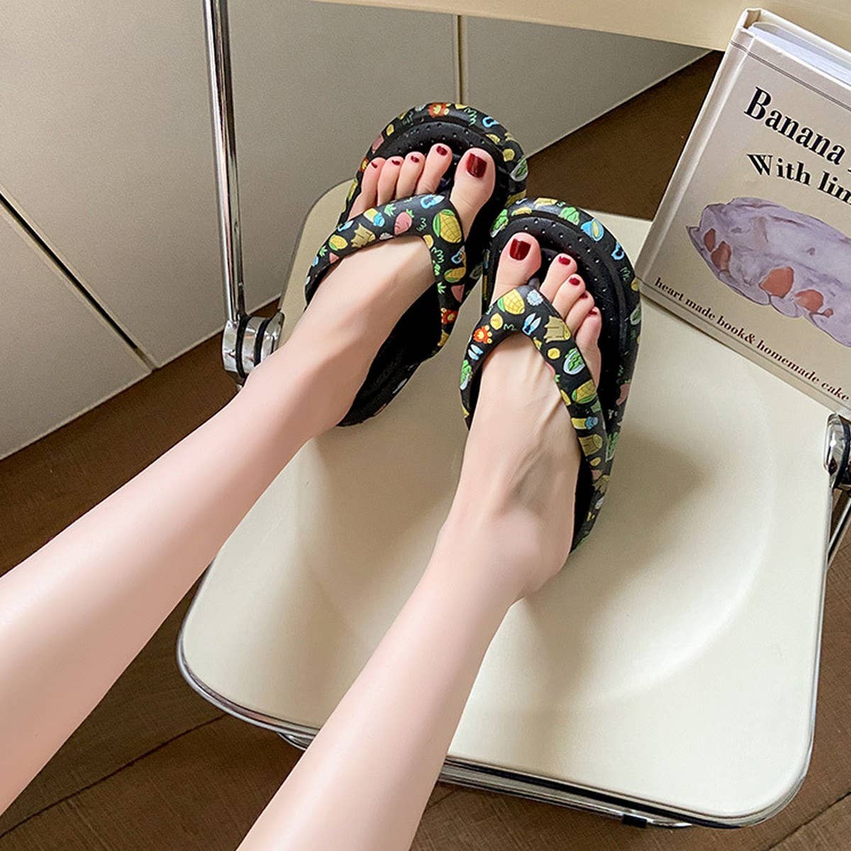 CARTOON FRUIT PATTERN BEACH FLIP FLOP SANDALS_CWSHS0678