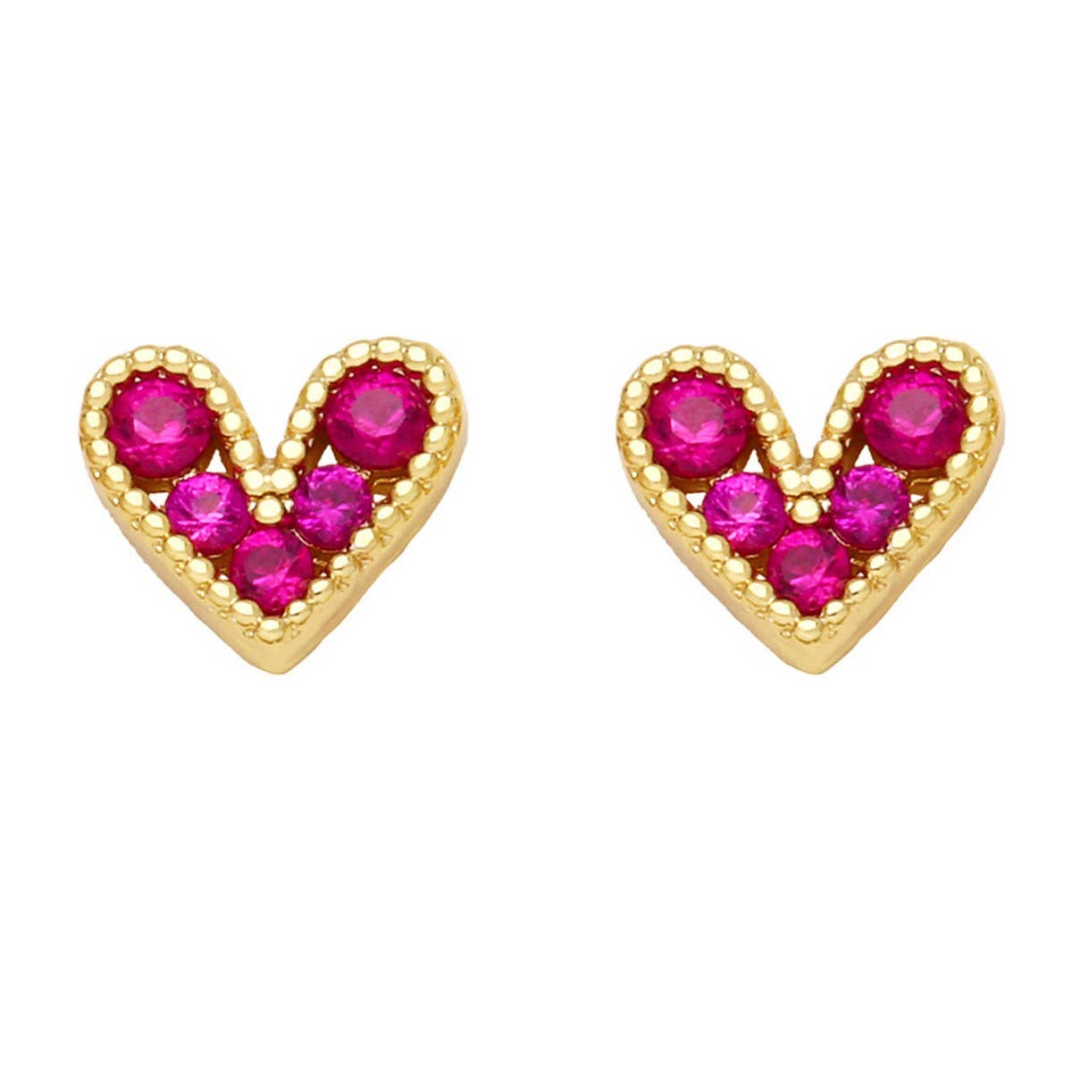 MINI COLORED ZIRCON HEART SHAPED EARRINGS_CWAJE0974