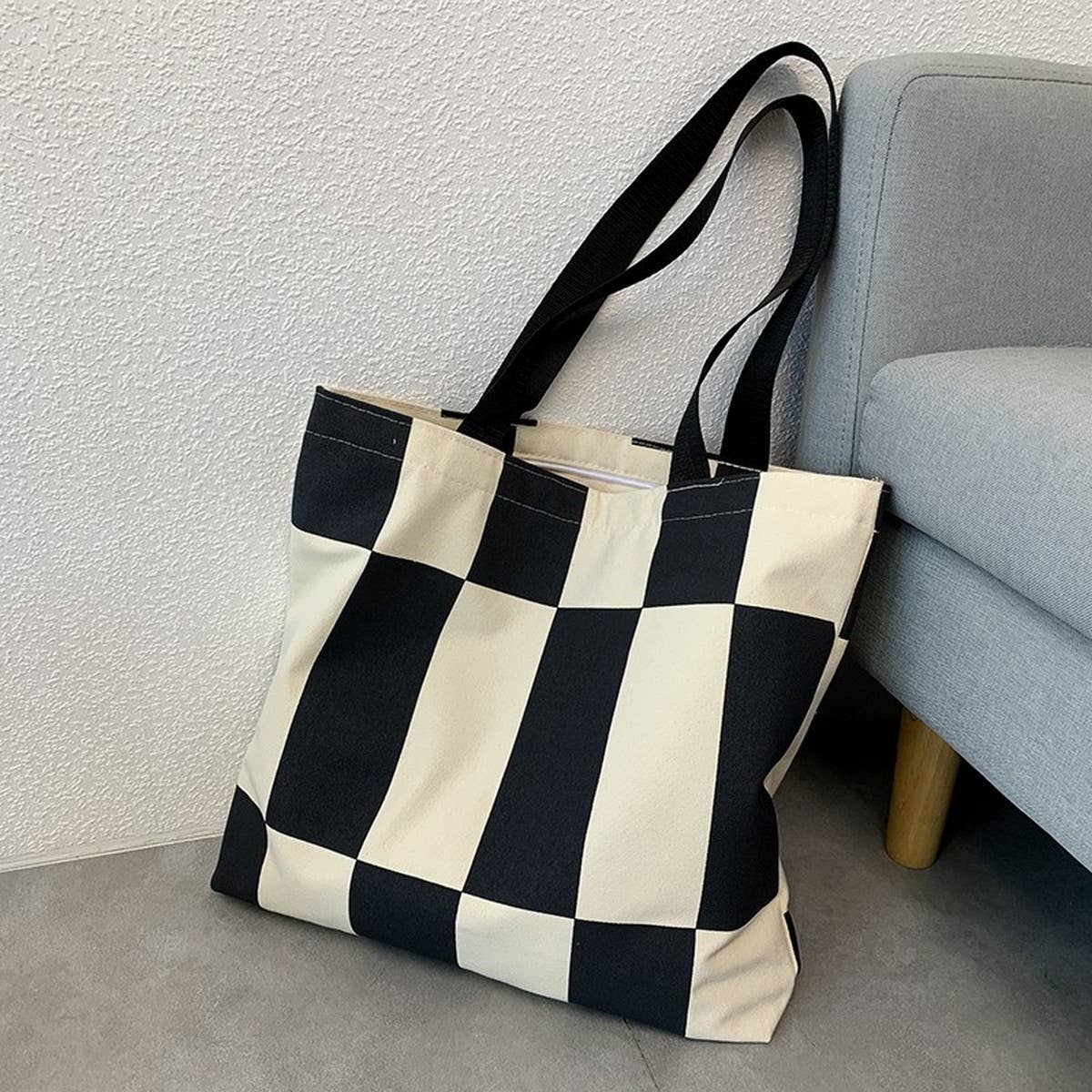 Tote Bags Canvas With Color Block Stitching_Cwab2041