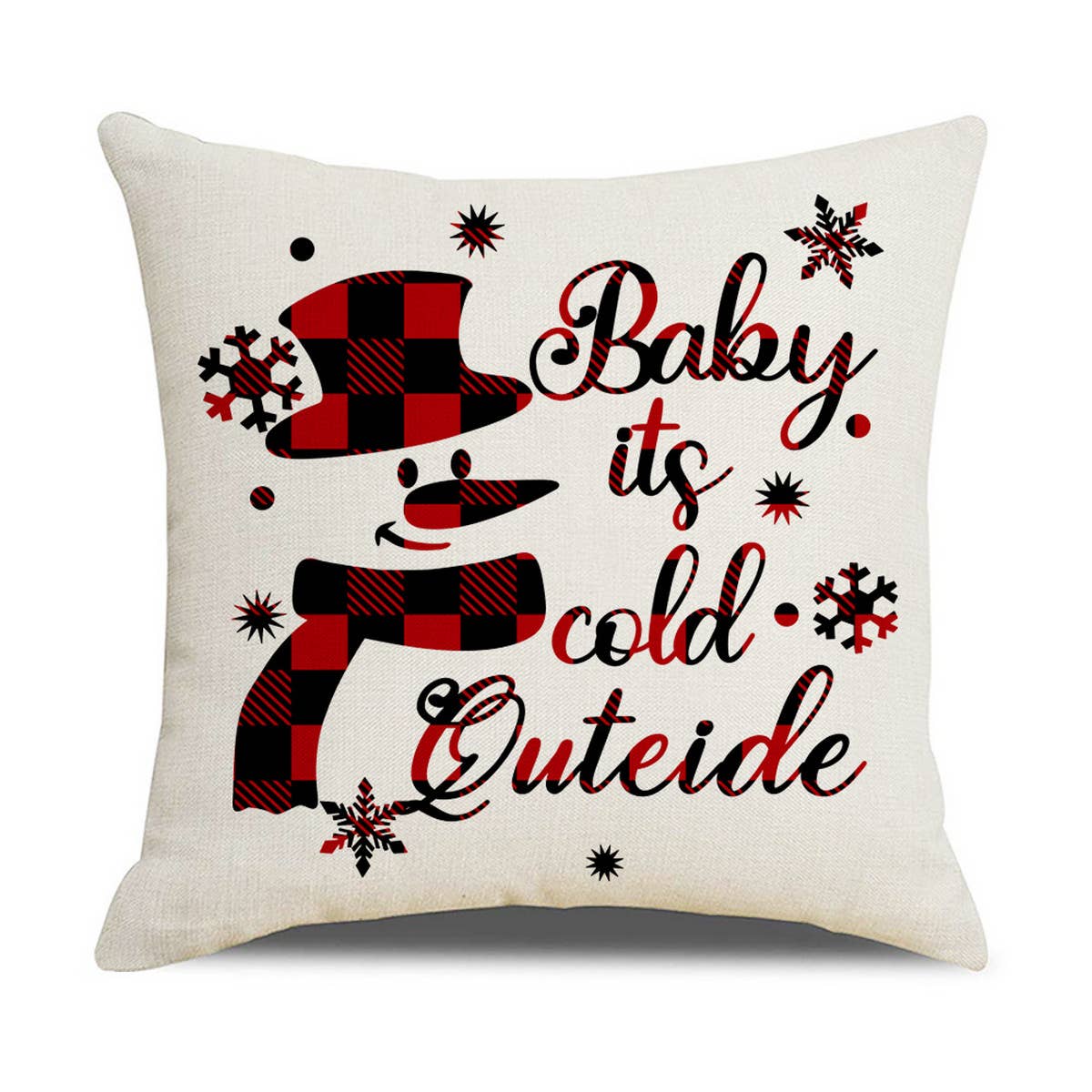 CHRISTMAS TREE RED AND BLACK PLAID PILLOWCASE_CWMM1409