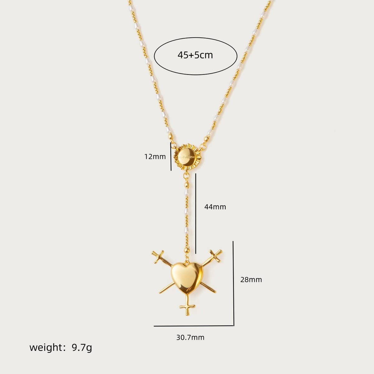 SIMPLE AND STYLISH CROSS HEART PENDANT NECKLACE_CWMM5330