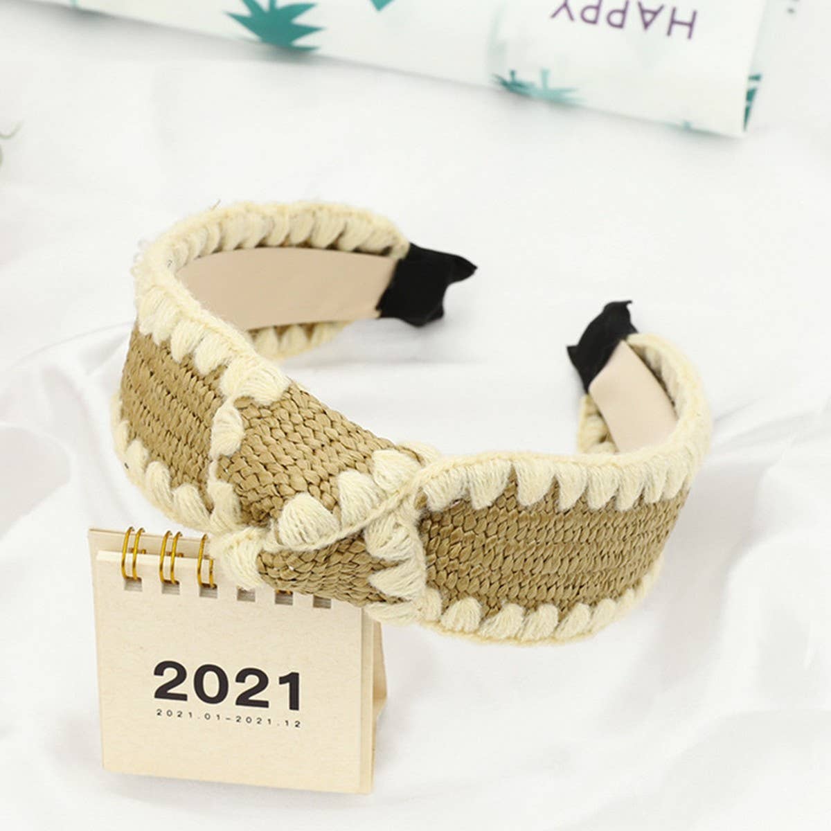 RAFFIA SIMPLE COLOR BLOCKED KNOTTED HEADBANDS_CWAHA1160