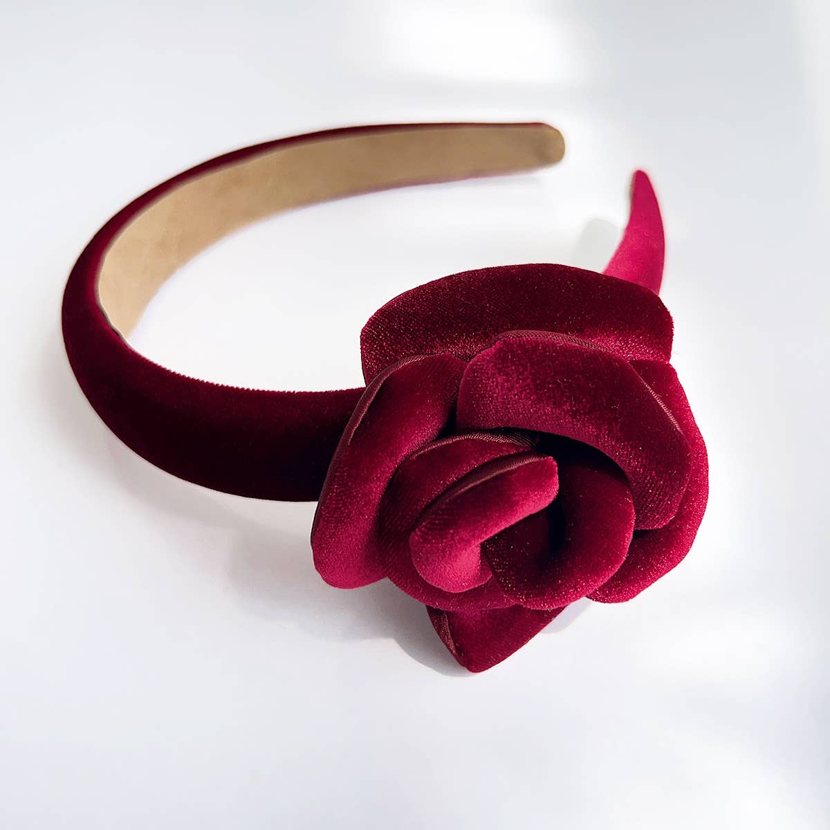 Elegant Solid Velvet Rose Wide Headband_Cwaha07332