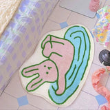 CUTE RABBIT BATH MAT PLUSH ABSORBENT NON SLIP RUG_CWMM7521