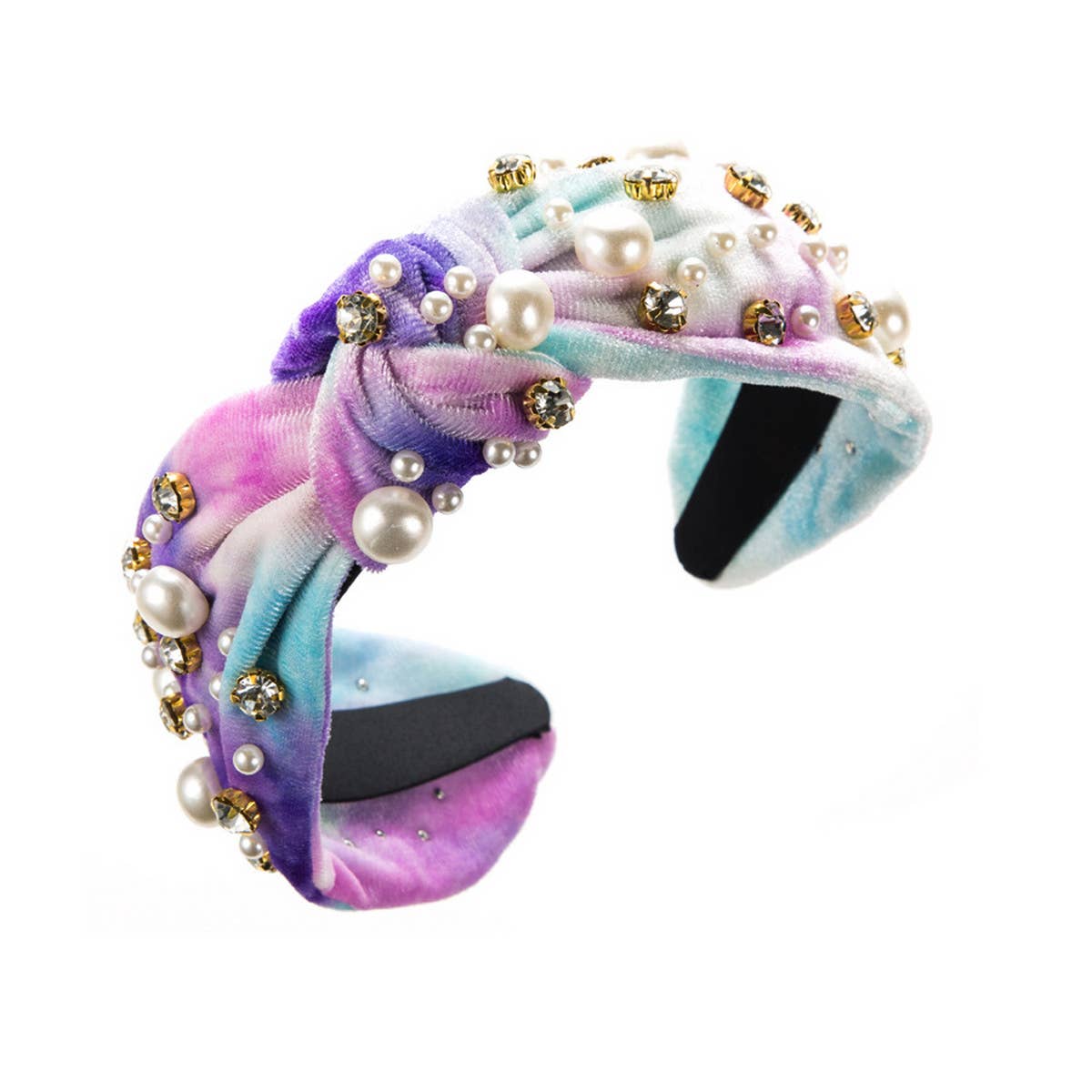 NEW TIE DYE FABRIC PEARL HEADBAND_CWAHA2122