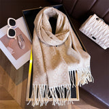 JACQUARD KNIT FRINGE SCARF SHAWL FOR WINTER_CWASC2743