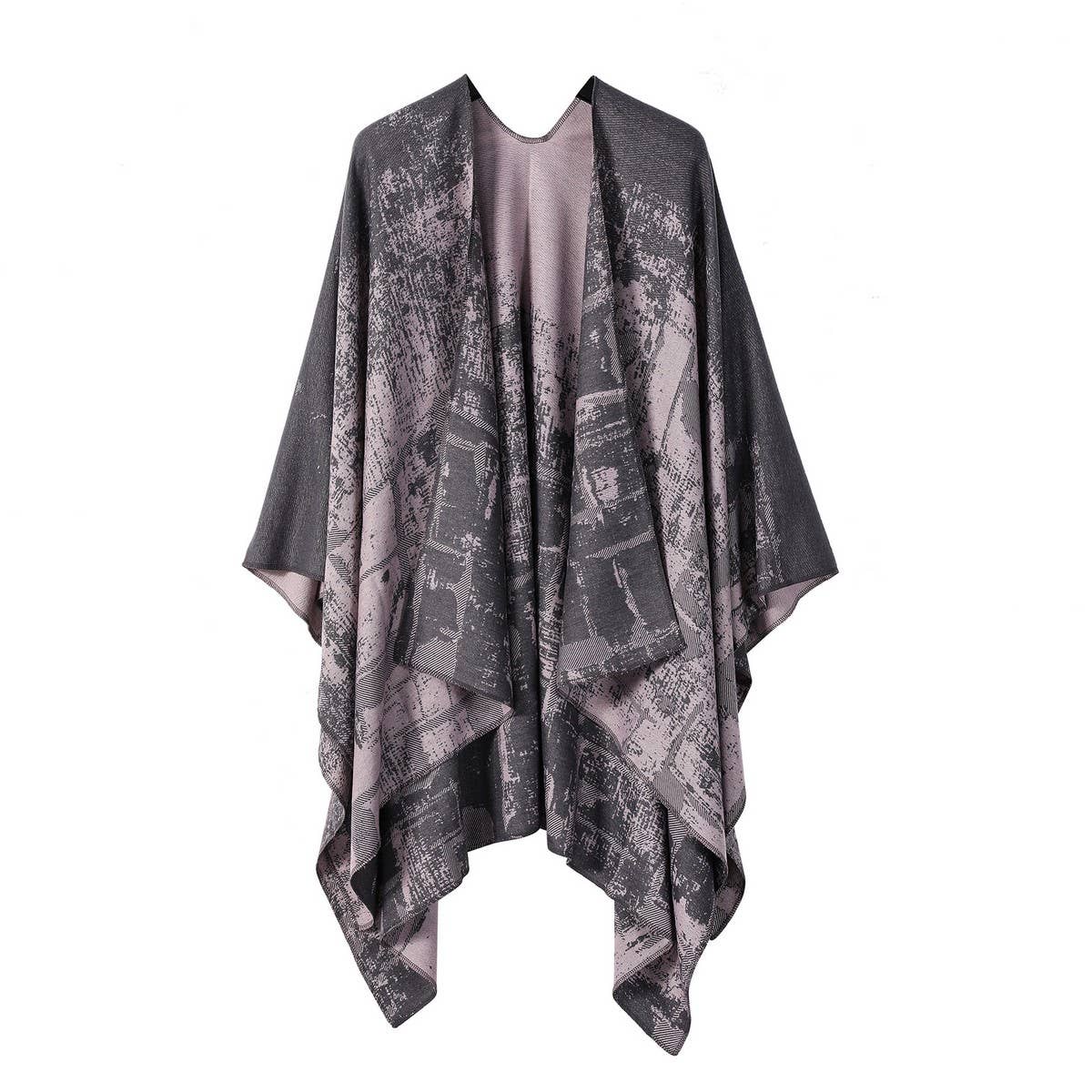 RETRO GRAFFITI WARM SHAWL CAPE PONCHO THICK SCARF_CWASC2224