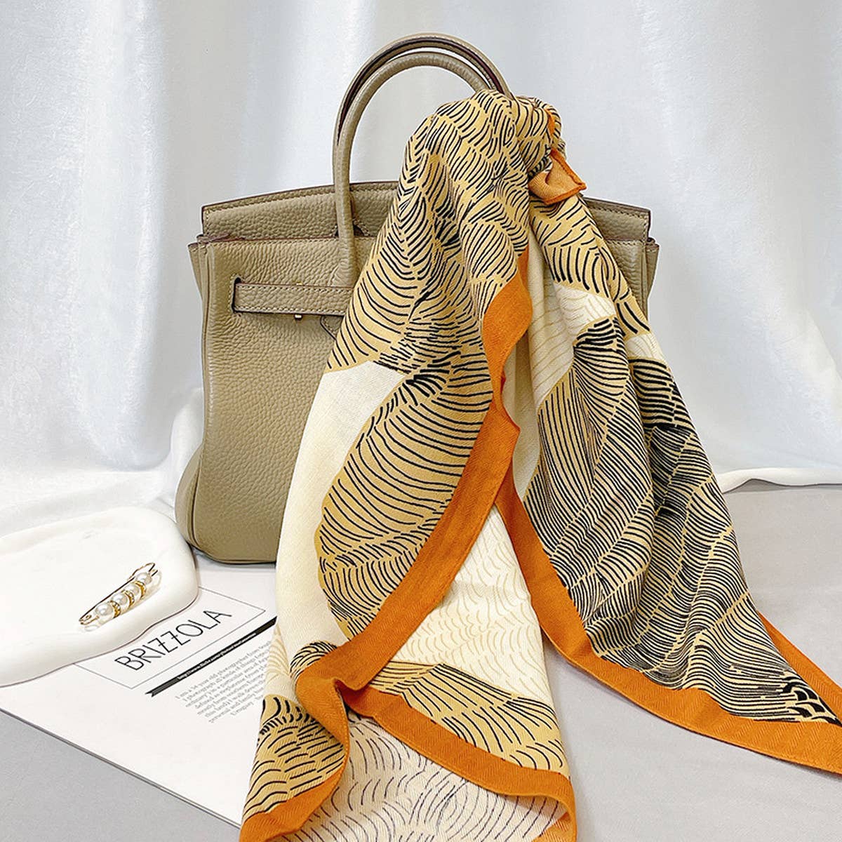 Velvet Wool Scarf Elegant Floral Pattern Wrap_Cwasc0904