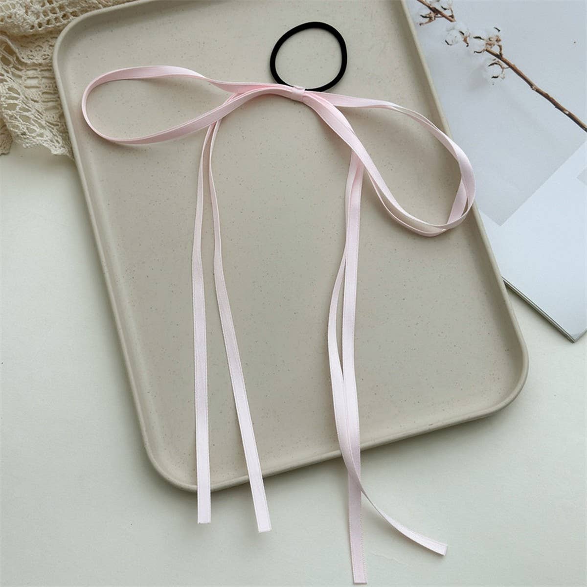 Women Bow Tassel Elastic Hair Rope_Cwaha1078