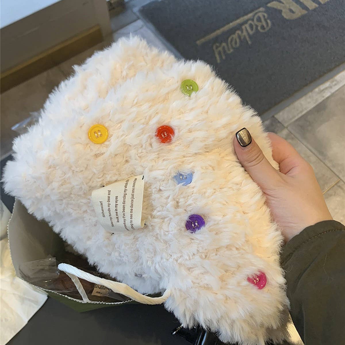 PLUSH SCARF COLORFUL BUTTON WINTER WARM NECKWRAP_CWASC1237