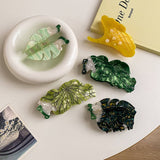 CUTE GREEN FROG GINKGO LEAF HAIR CLIP_CWAHA6013