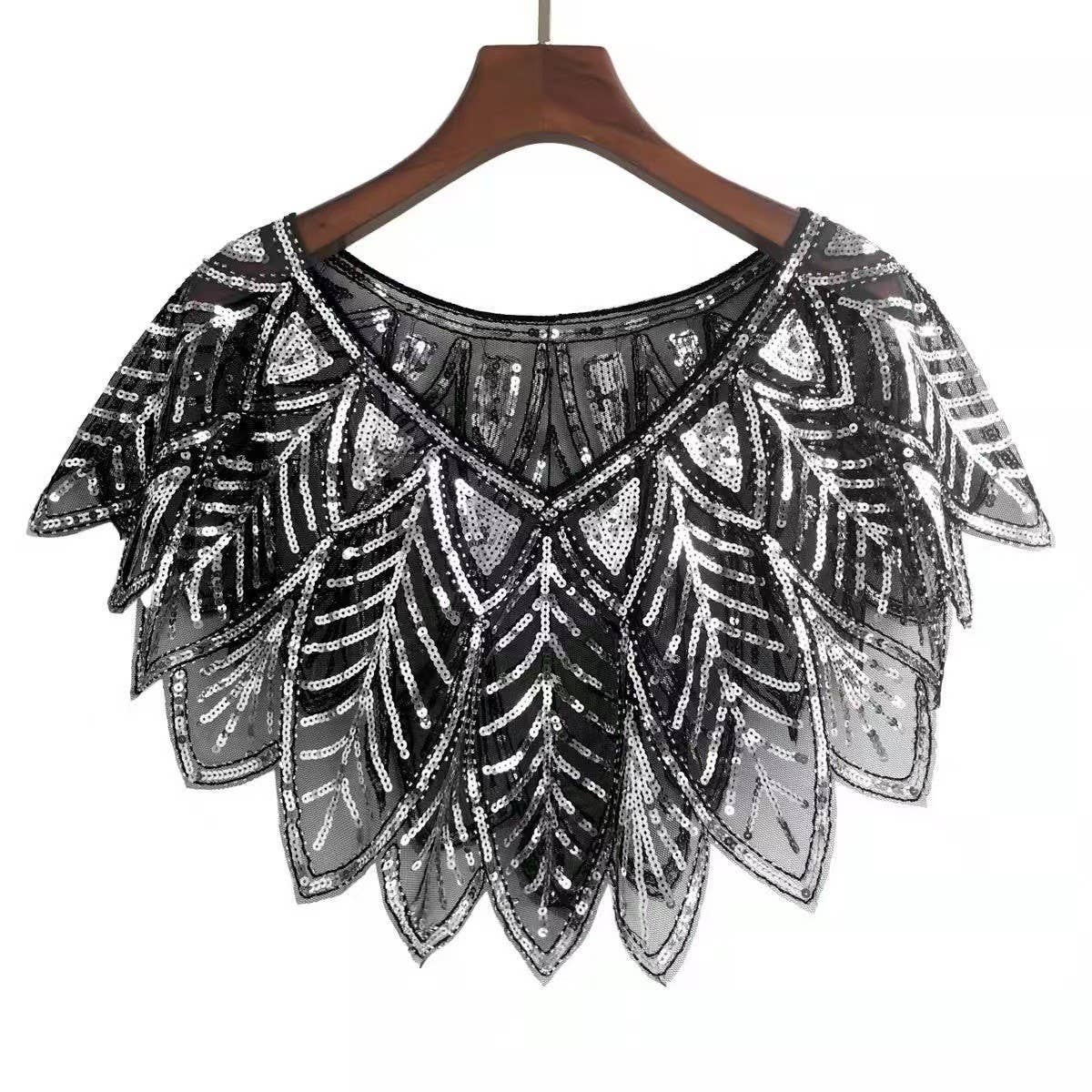 BEADED SEQUIN CAPELET VINTAGE EVENING WRAP_CWMM8957