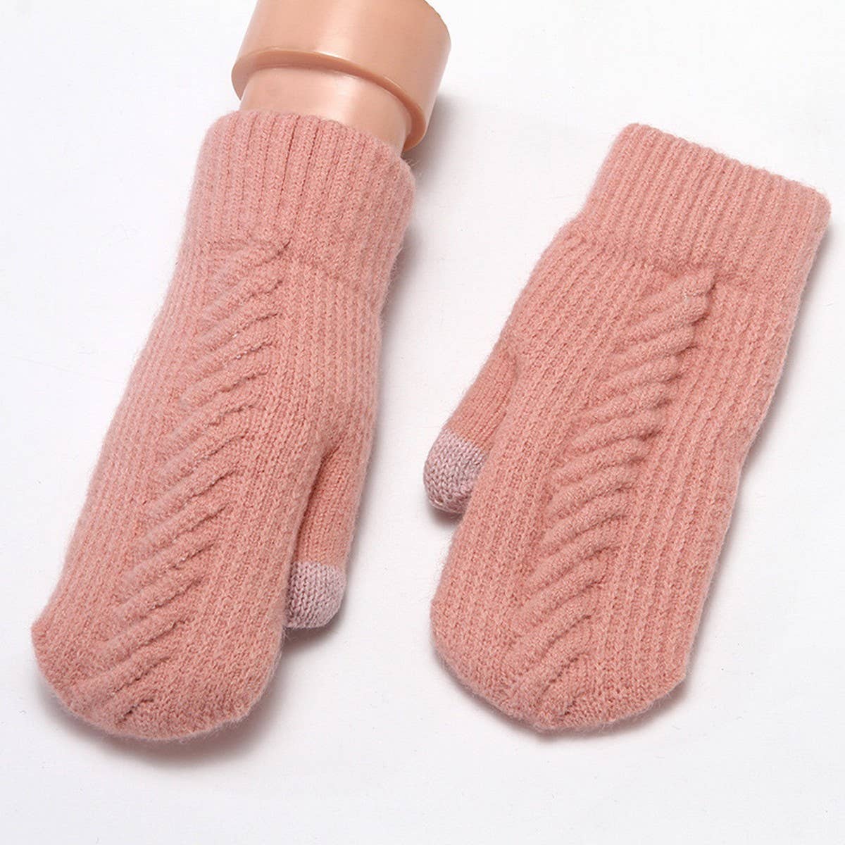 Winter Womens Cute Thick Knit Touchscreen Gloves_Cwag0271