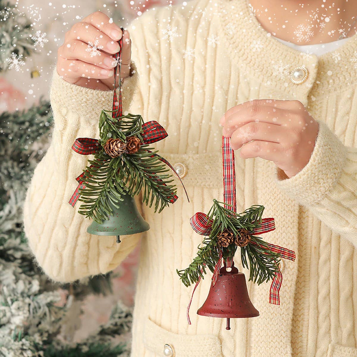 Pinecone Bell Xmas Wreath Hanging Decor_Cwmm10584