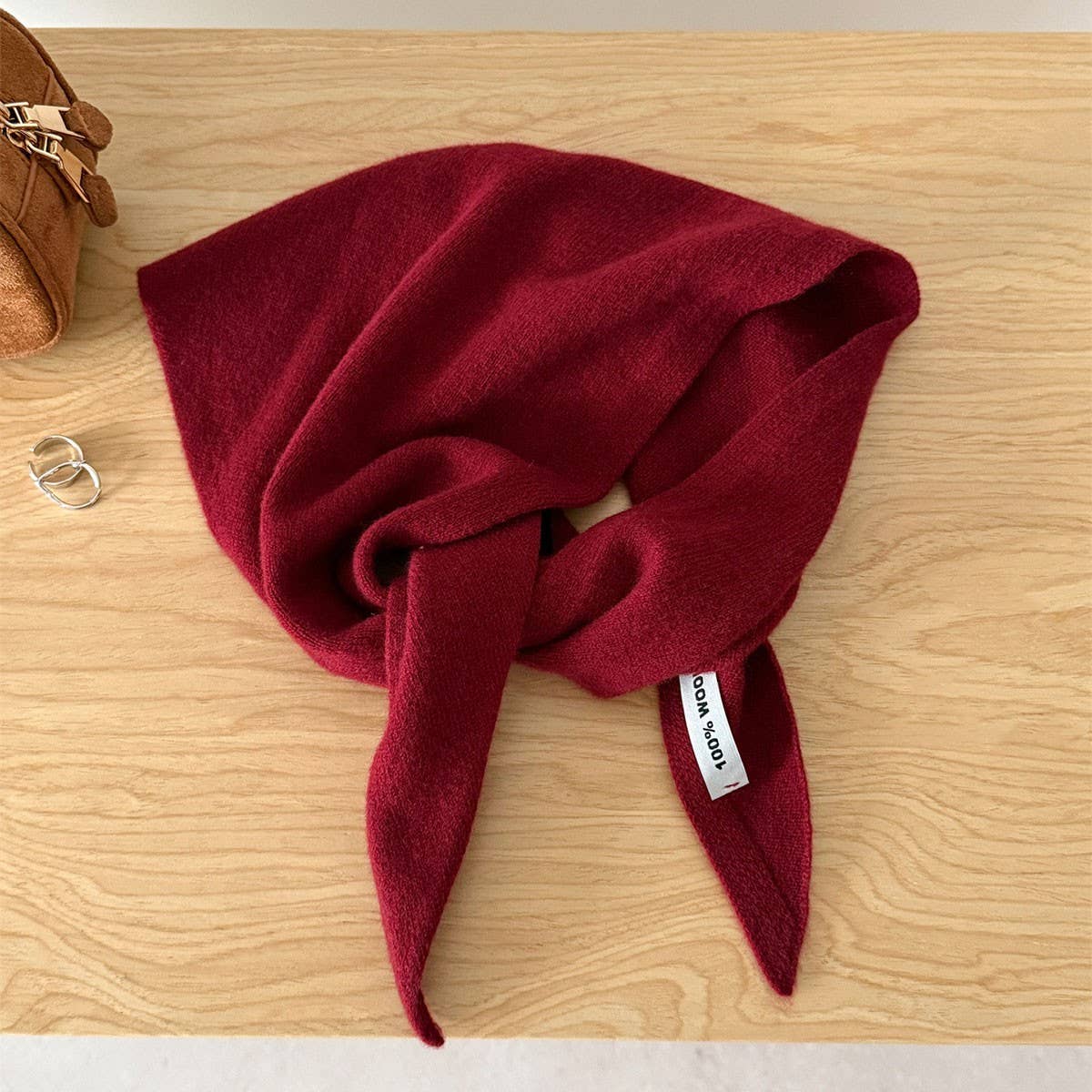100% Wool Triangle Scarf Warm Knit Shawl_Cwov00262
