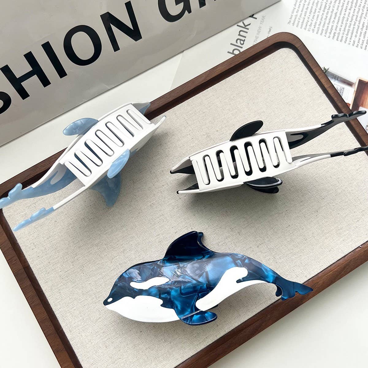Tricolor Orca Acetate Claw Clip Ocean Chic Style