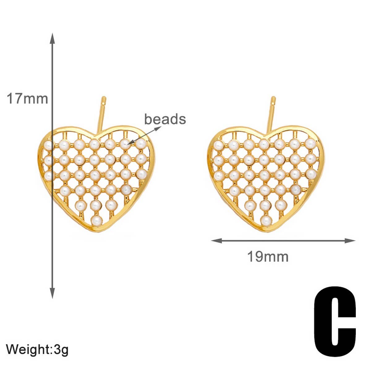 HEART SHAPED PEARL GOLD PLATED EARRINGS_CWAJE1035
