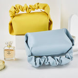 SIMPLE LEATHER PLEATED CLOUD MAKEUP BAG_CWAB1425