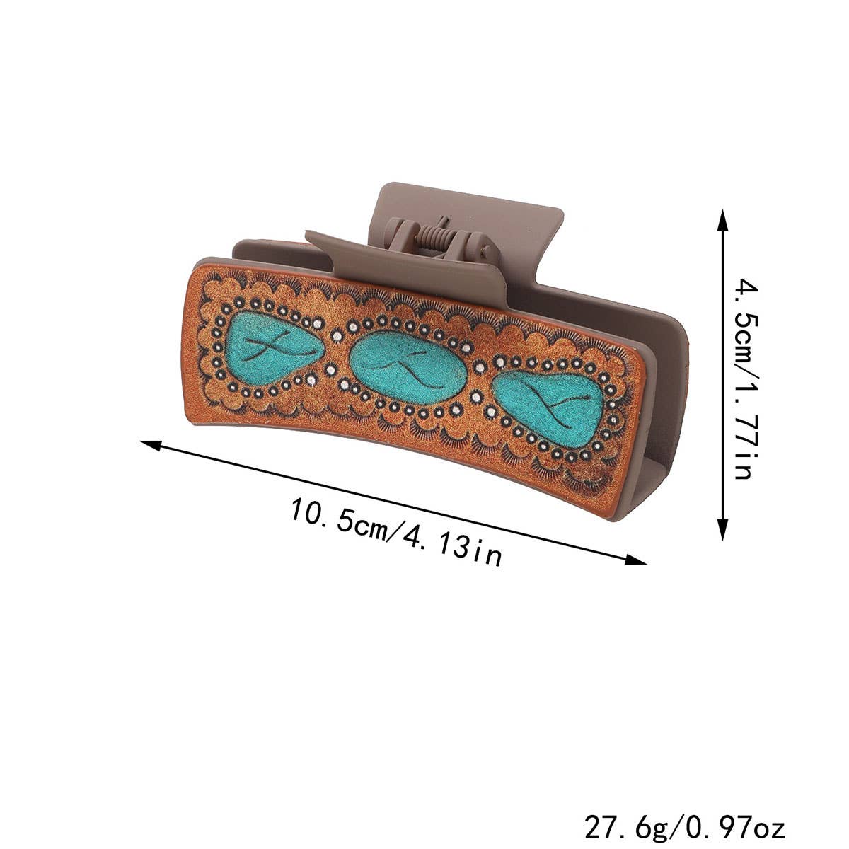 Western Cactus Sunflower Hair Claw Leather Clip_Cwasc1610
