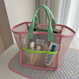 PORTABLE MESH BEACH BAG TRAVEL STORAGE BAG_CWAB1926