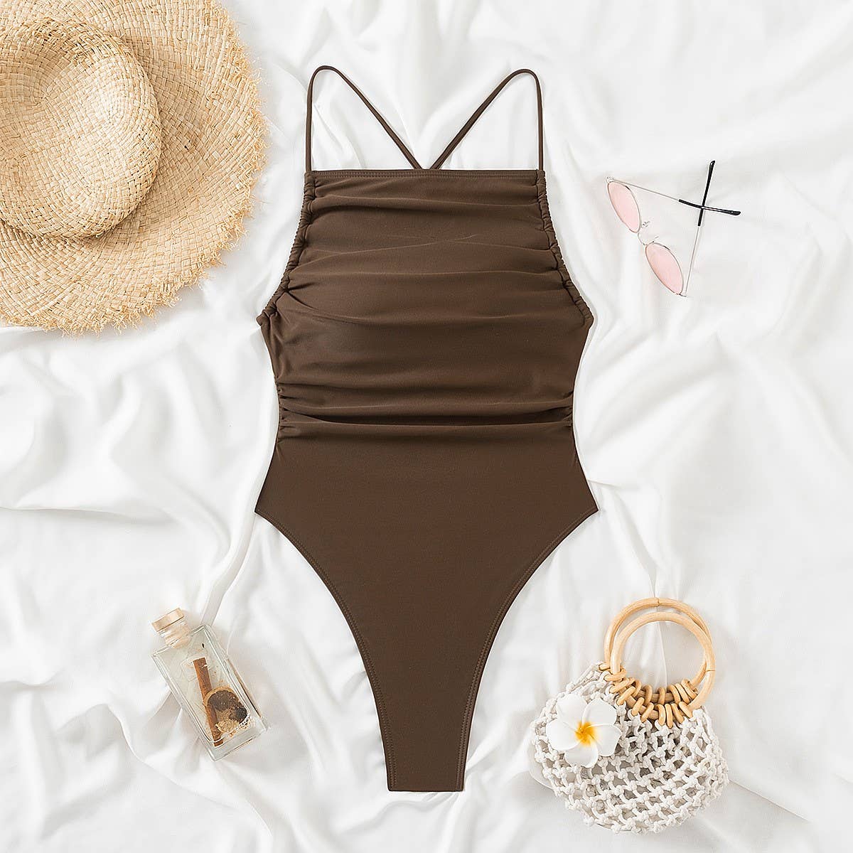 Womens Sexy Suspender One-Piece Swimsuit