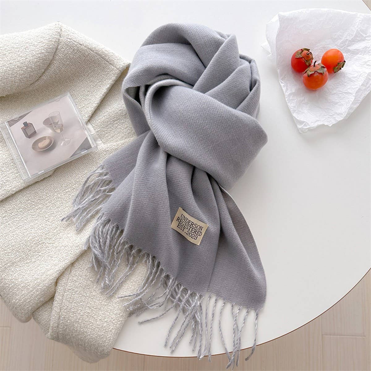 DOUBLE SIDED FAUX CASHMERE SCARF SOLID COLOR SHAWL_CWASC0968