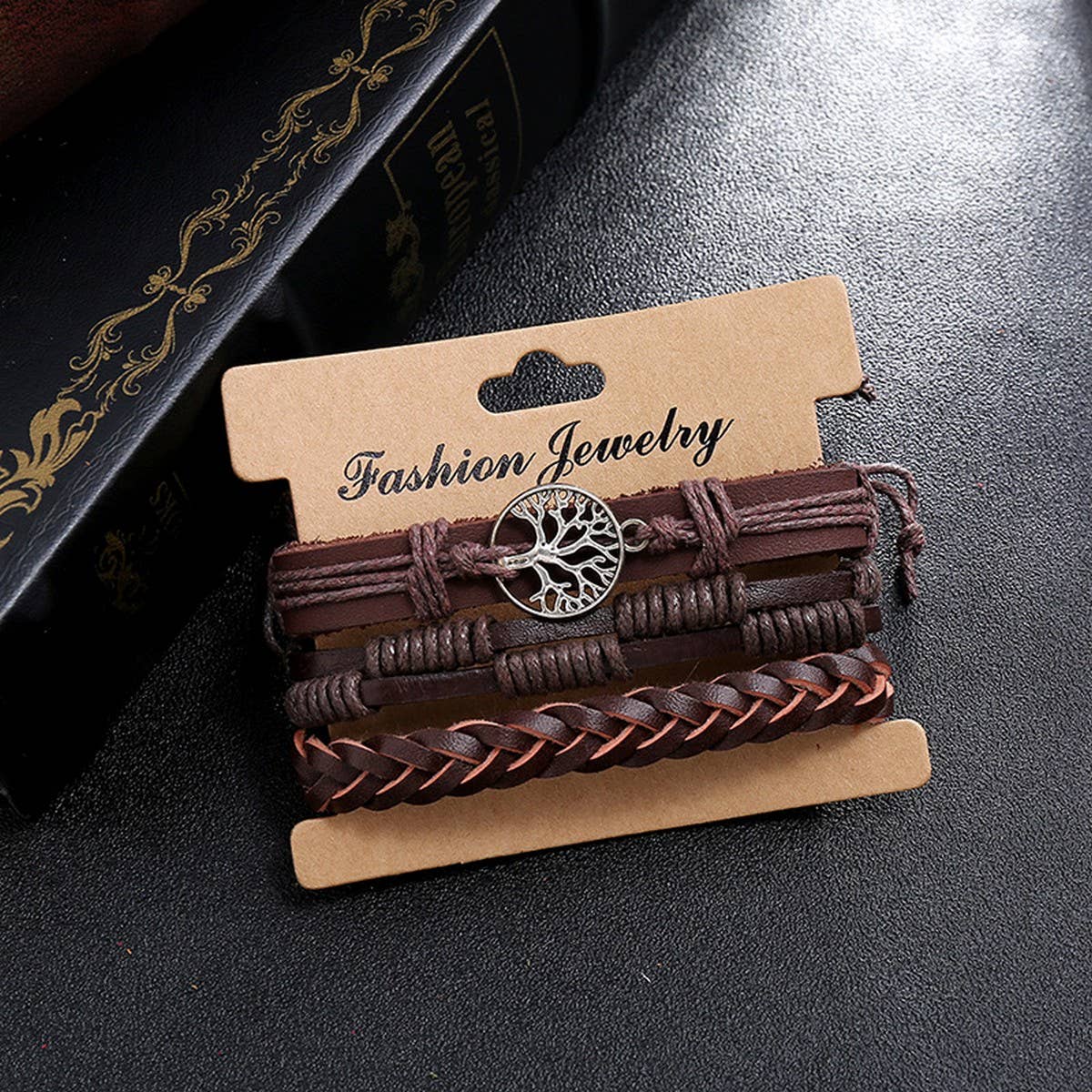Vintage Braided Mens Leather Bracelet_Cwmm4551
