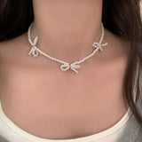 BOWKNOT NECKLACE ALL MATCH HIGH END PEARL NECKLACE_CWAJE3084