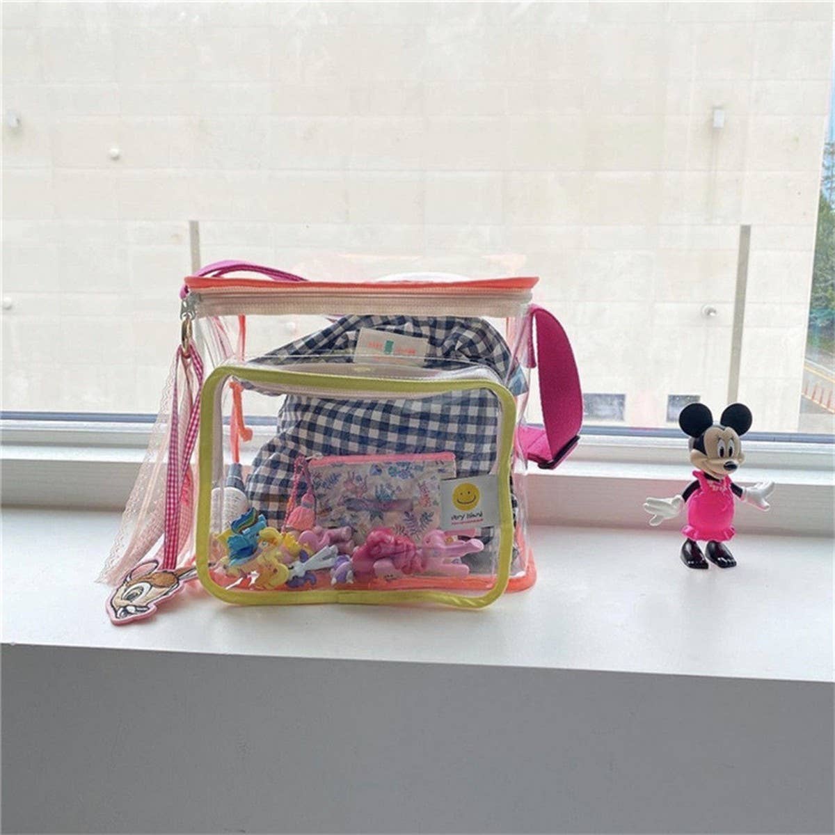 COLOR MATCHING TRANSPARENT BEACH BAG SHOULDER BAG_CWAB1921