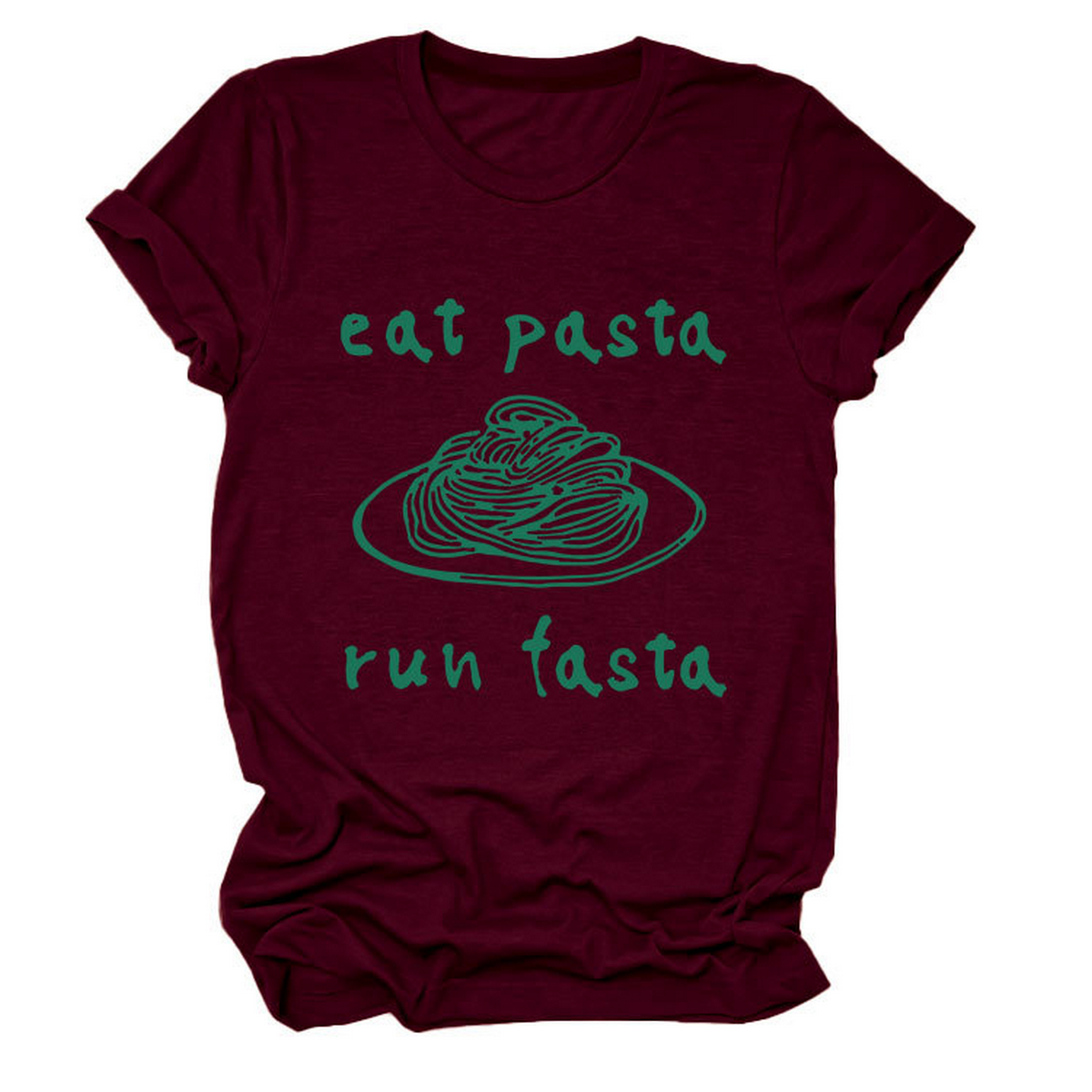 Trendy Womens Short Sleeve Tee Eat Pasta Run