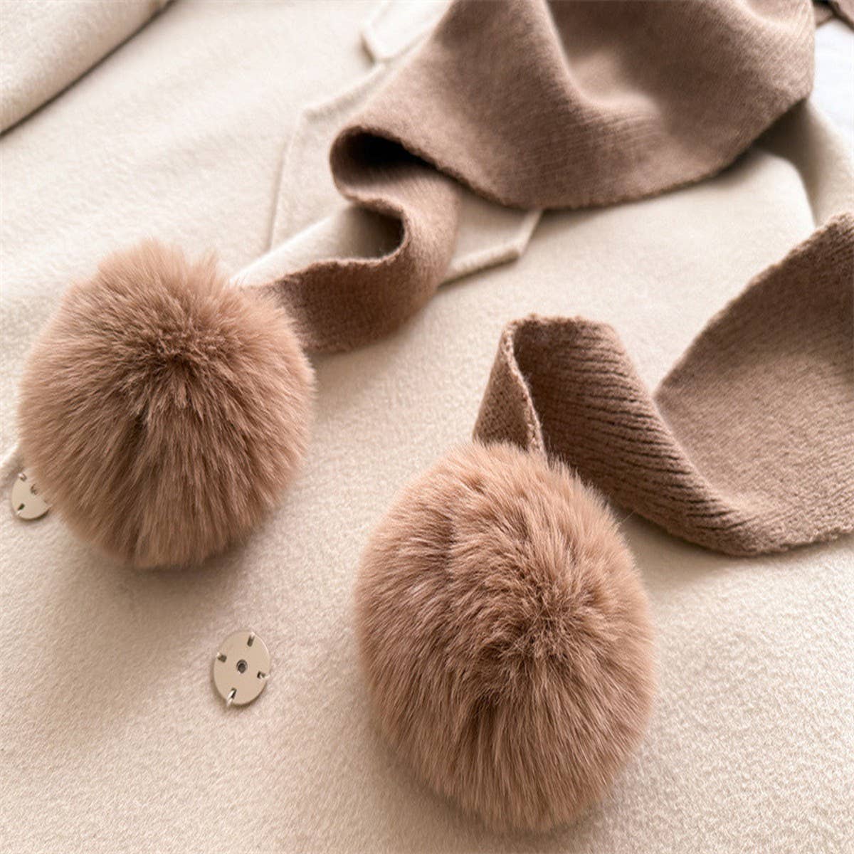 Cozy Knit Pom Pom Scarf Warm Winter Wrap_Cwasc03459