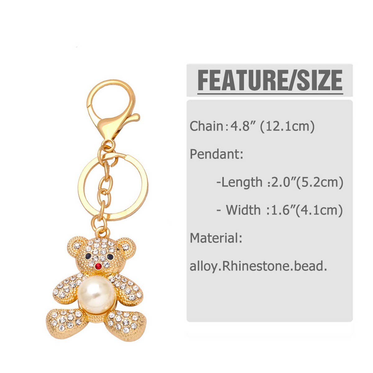 CUTE CREATIVE DIAMOND STUDDED TEDDY BEAR KEYCHAIN_CWAJE0954
