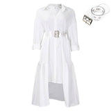 LAPEL SOLID COLOR FASHIONABLE LOOSE CASUAL DRESS_CWDSD6143